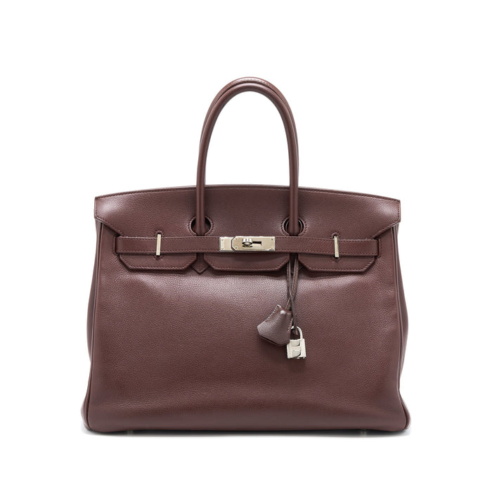 HERMES BIRKIN 35 EVERGRAIN BORDEAUX SHW