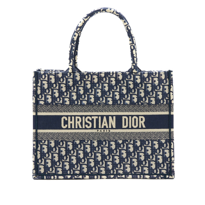 DIOR MEDIUM BOOK TOTE BLUE OBLIQUE EMBROIDERY