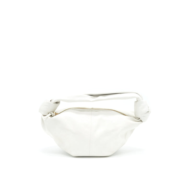 BOTTEGA VENETA DOUBLE KNOT LEATHER SHOULDER BAG WHITE