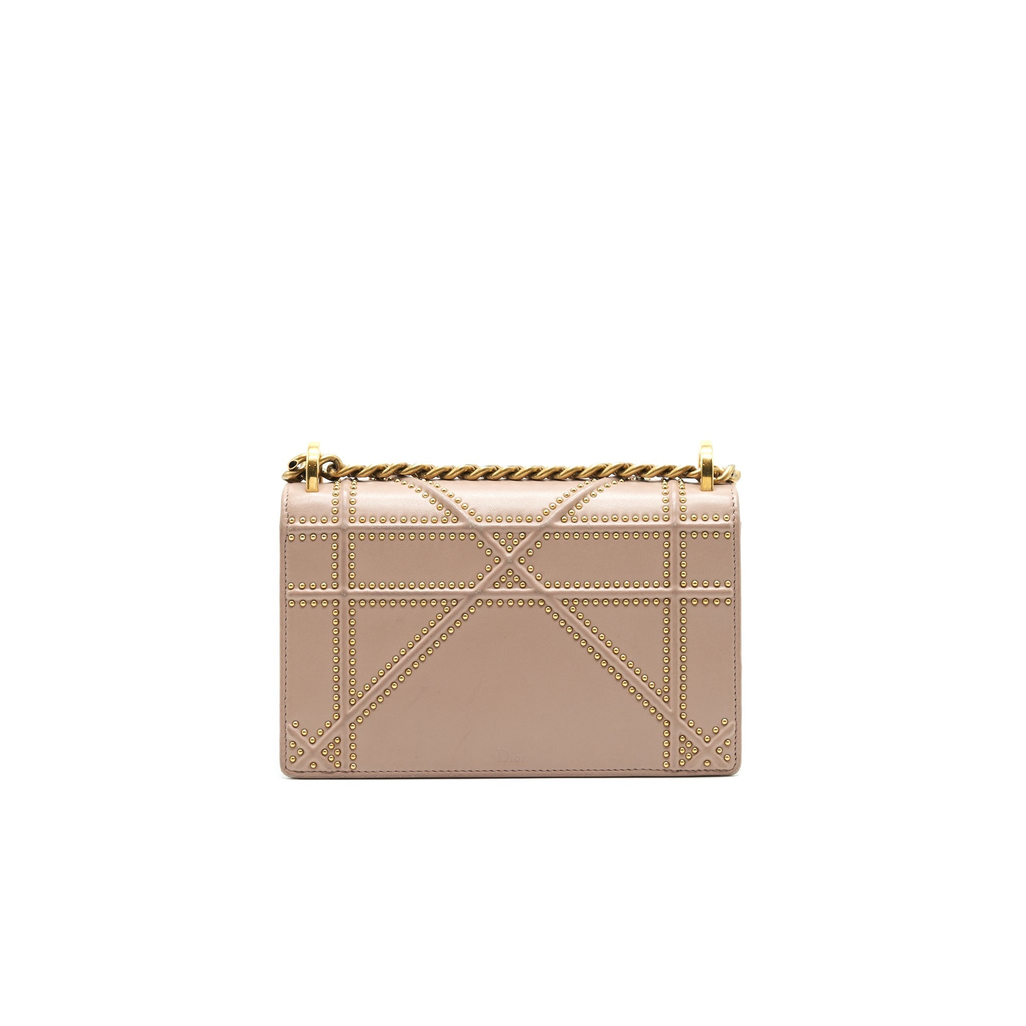 DIOR SMALL STUDDED DIORAMA BEIGE GHW