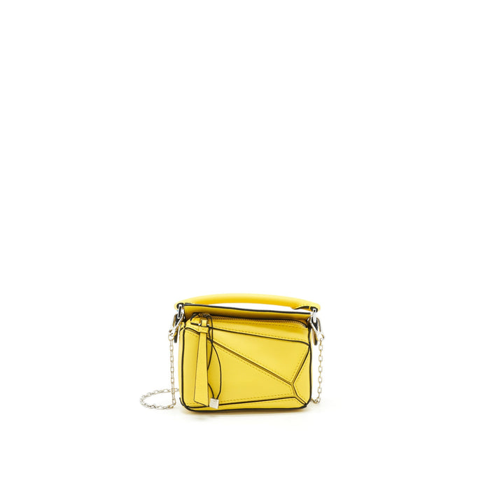 LOEWE NANO PUZZLE BAG IN CLASSIC CALFSKIN YELLOW SHW
