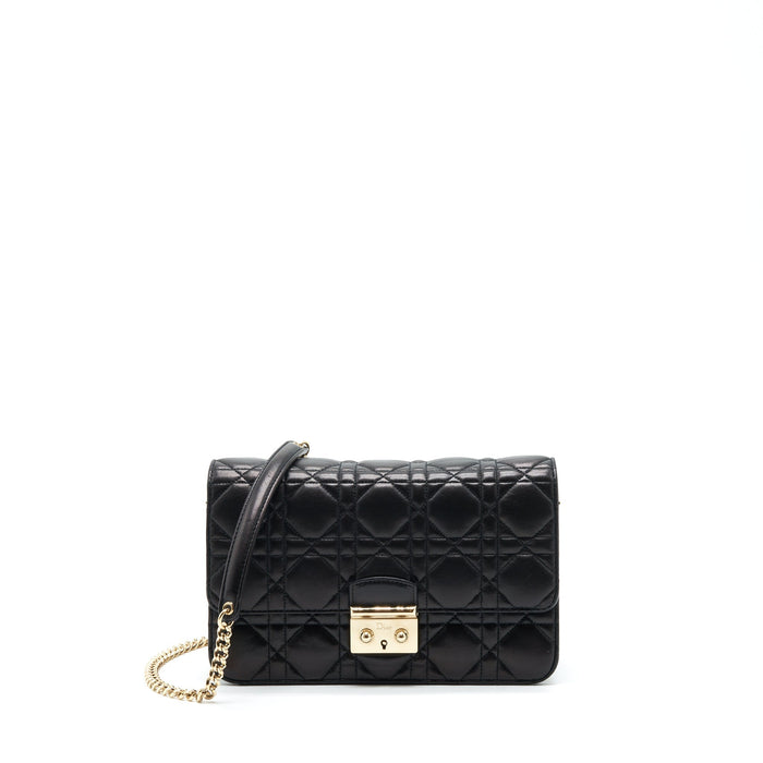 DIOR MISS DIOR MINI CROSSBODY CHAIN BAG LAMBSKIN BLACK LGHW