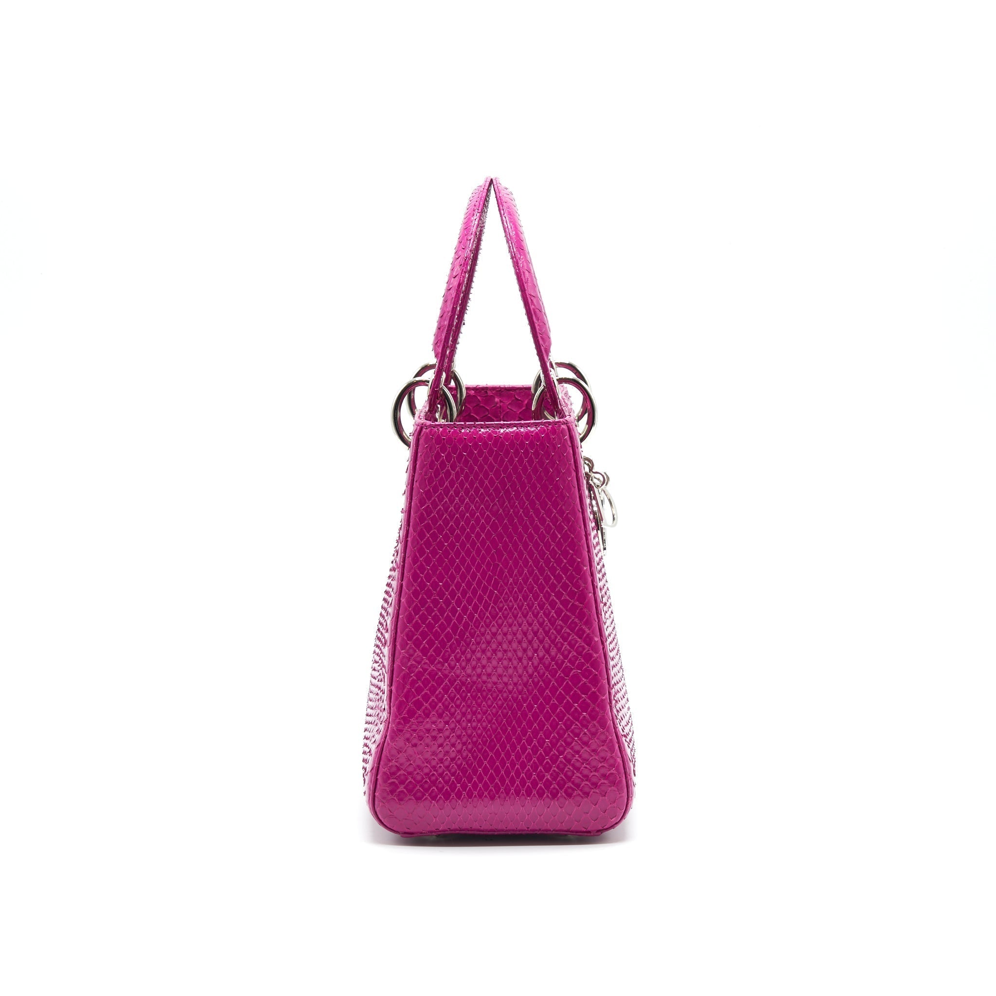 DIOR PYTHON MEDIUM LADY DIOR BAG PLUM PINK SHW