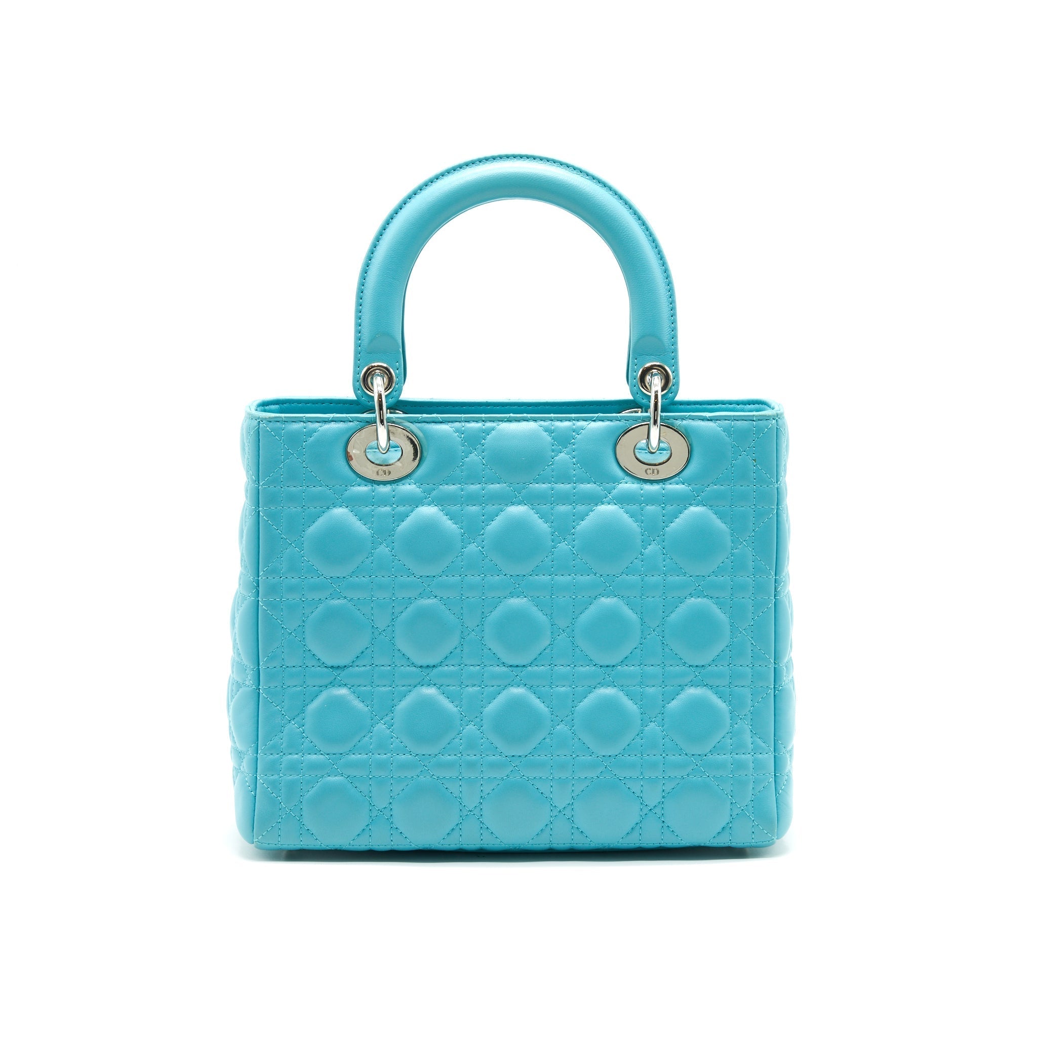 DIOR MEDIUM LADY DIOR LAMBSKIN BLUE SHW