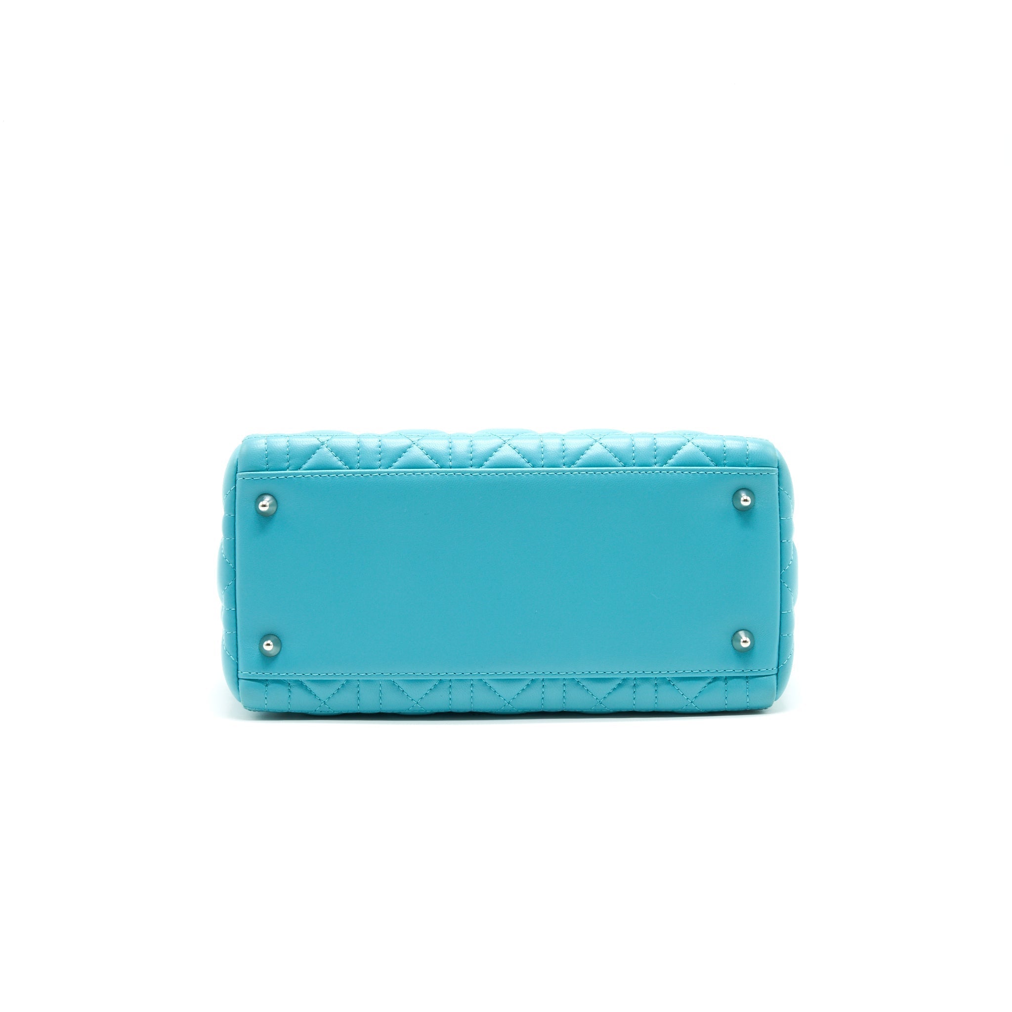DIOR MEDIUM LADY DIOR LAMBSKIN BLUE SHW
