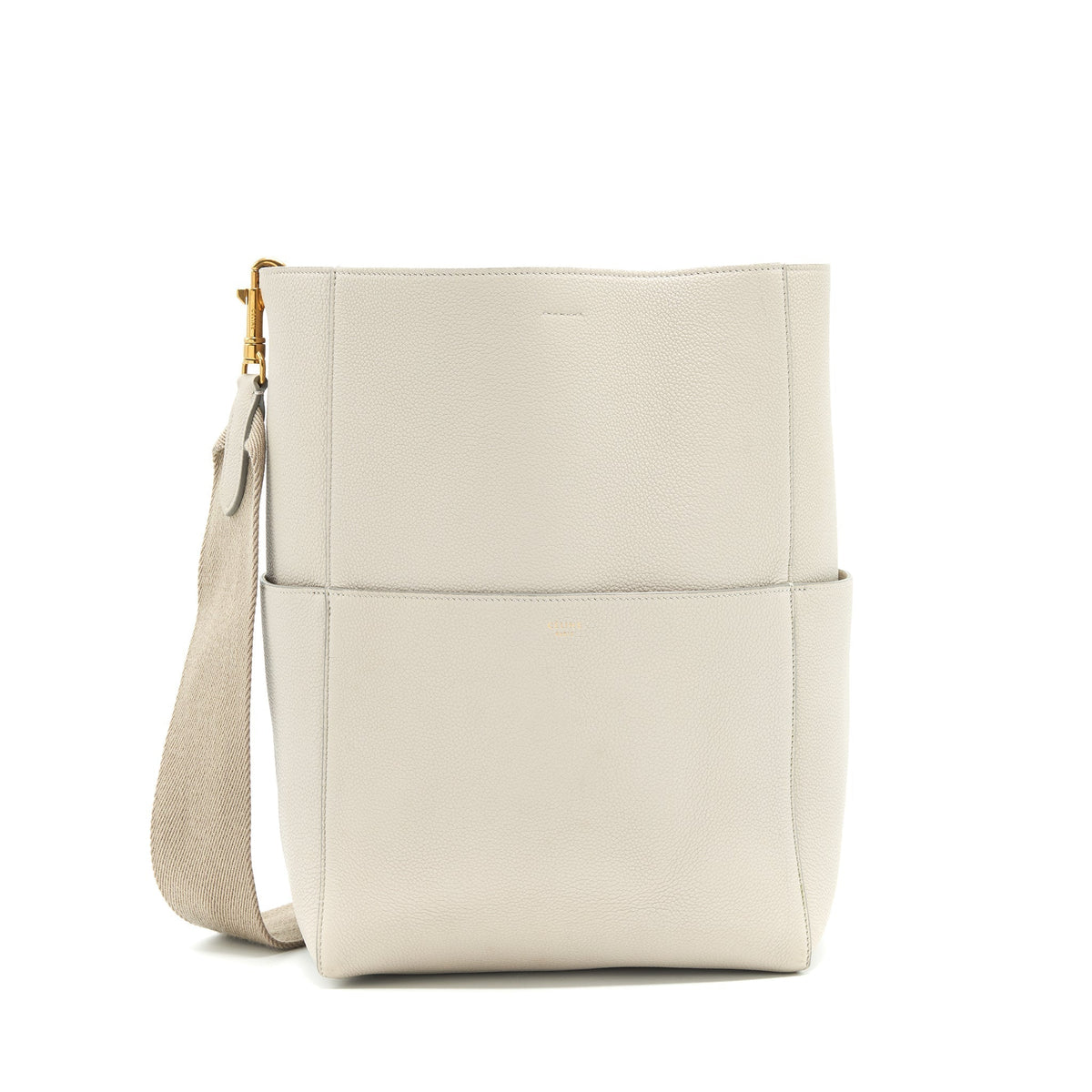 CELINE SANGLE BUCKET BAG GRAINED CALFSKIN CLAY GHW