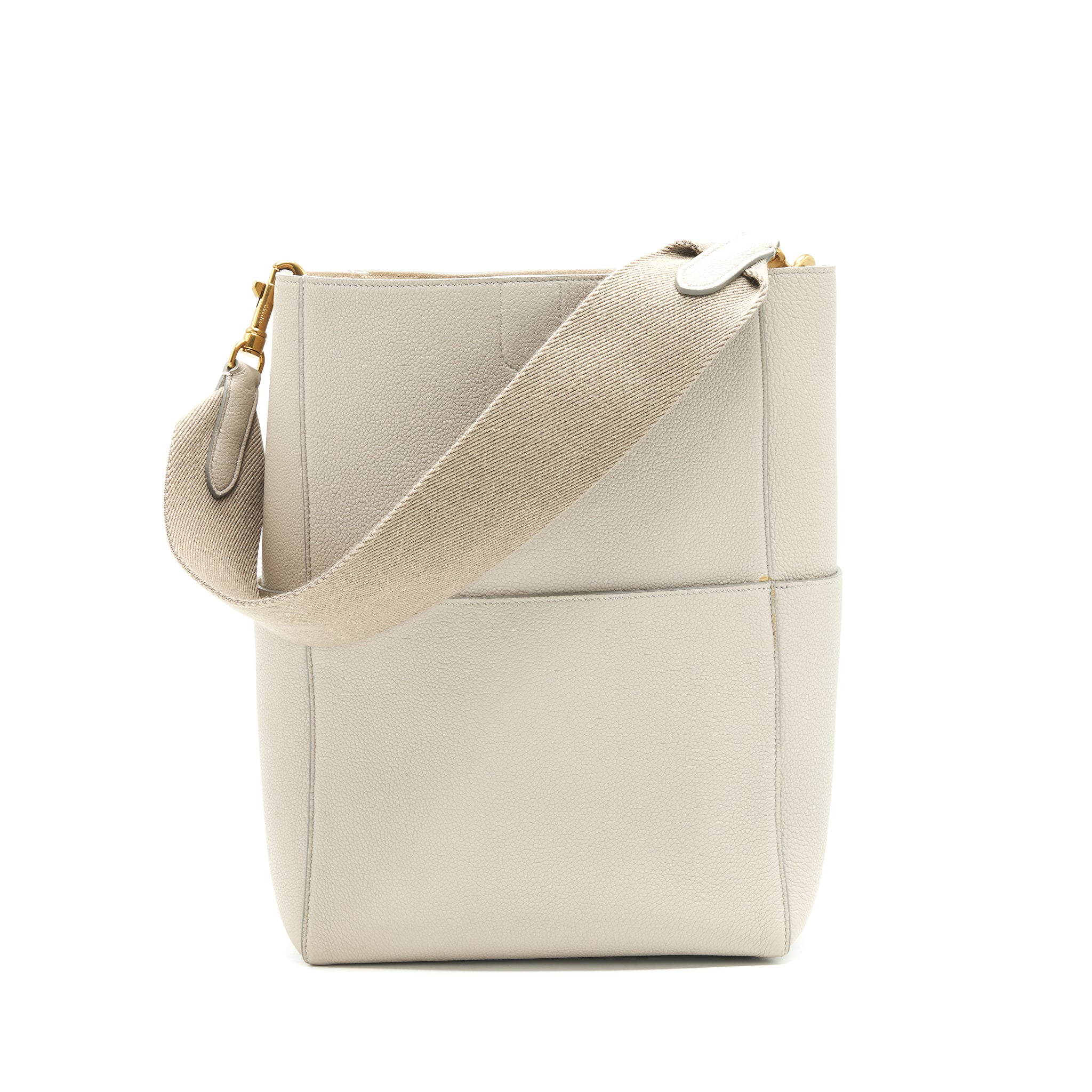 CELINE SANGLE BUCKET BAG GRAINED CALFSKIN CLAY GHW