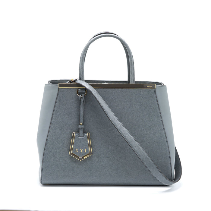 FENDI 2 JOURS LARGE BAG LEATHER GREY GHW