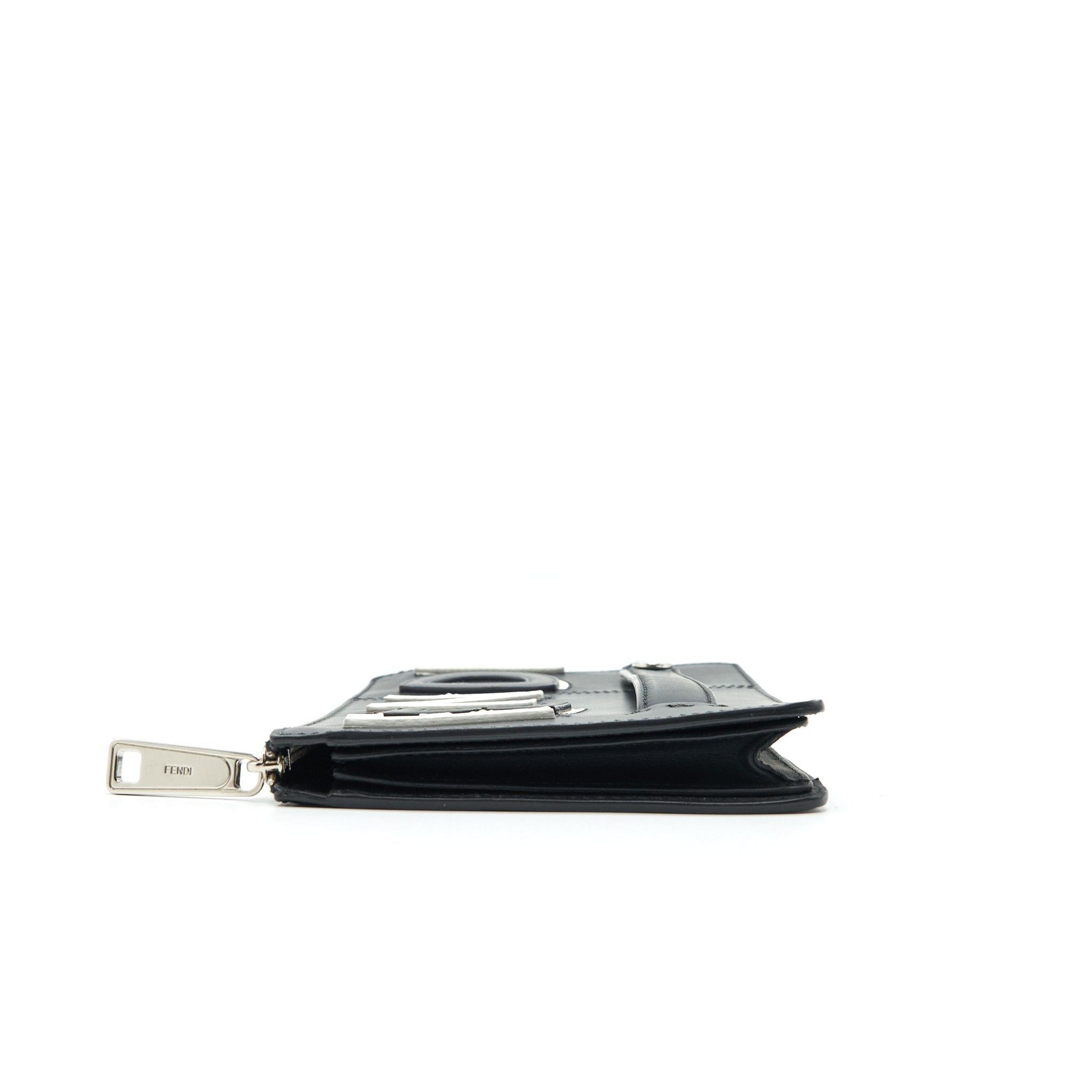 FENDI VOCABULARY 3D LOGO LEATHER POUCH WITH INITIAL