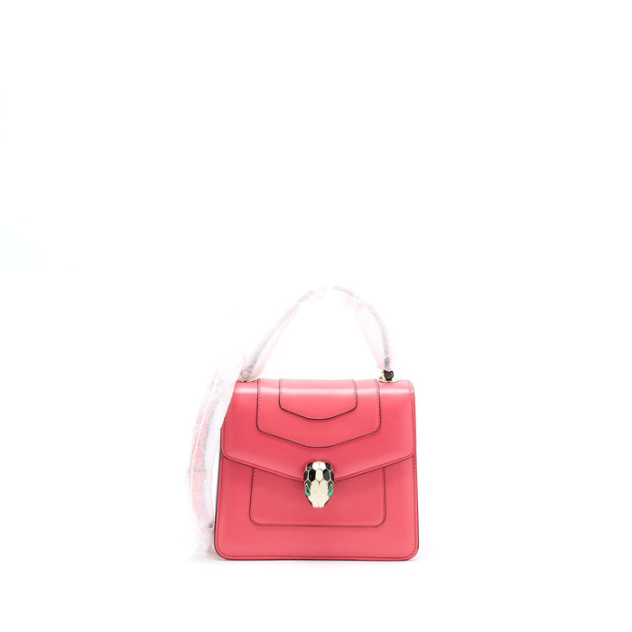 BVLGARI TOP HANDLE SERPENTI BAG CALFSKIN PINK LGHW