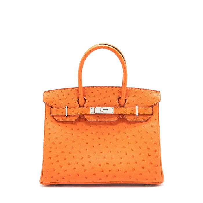 HERMES BIRKIN 30 OSTRICH TANGERINE SHW