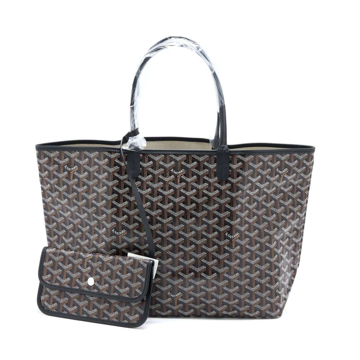 GOYARD SAINT LOUIS PM TOTE BAG GOYARDINE CANVAS BLACK