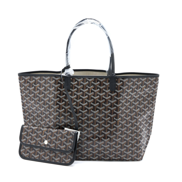 GOYARD SAINT LOUIS PM TOTE BAG GOYARDINE CANVAS BLACK
