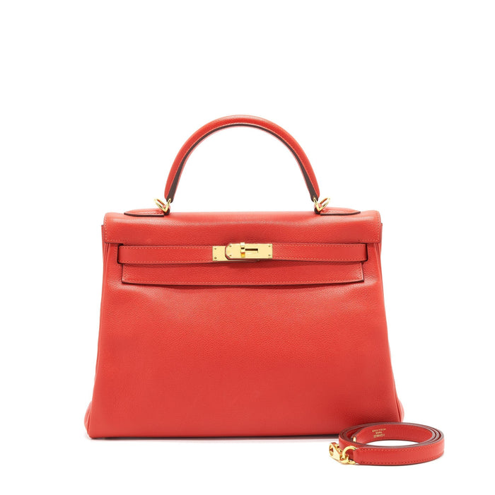 HERMES KELLY 32 EVERCOLOR S5 ROUGE TOMATE GHW