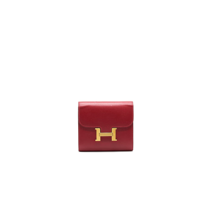 HERMES MINI CONSTANCE WALLET RED WITH GHW