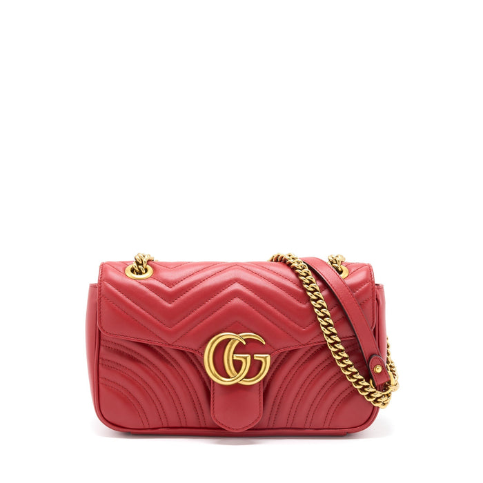 GUCCI SMALL GG MARMONT BAG RED GHW