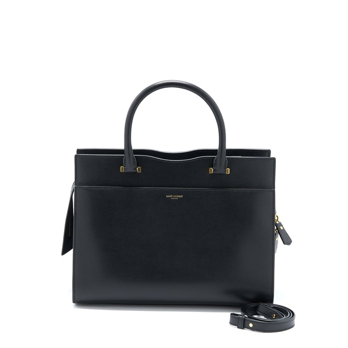 SAINT LAURENT/YSL MEDIUM UPTOWN TOTE BAG CALFSKIN BLACK GHW
