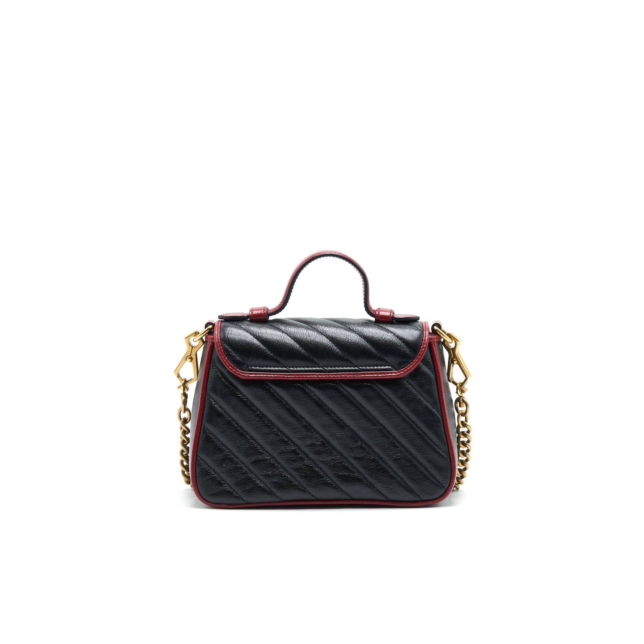 GUCCI GG MARMONT MINI TOP HANDLE BAG BLACK GHW