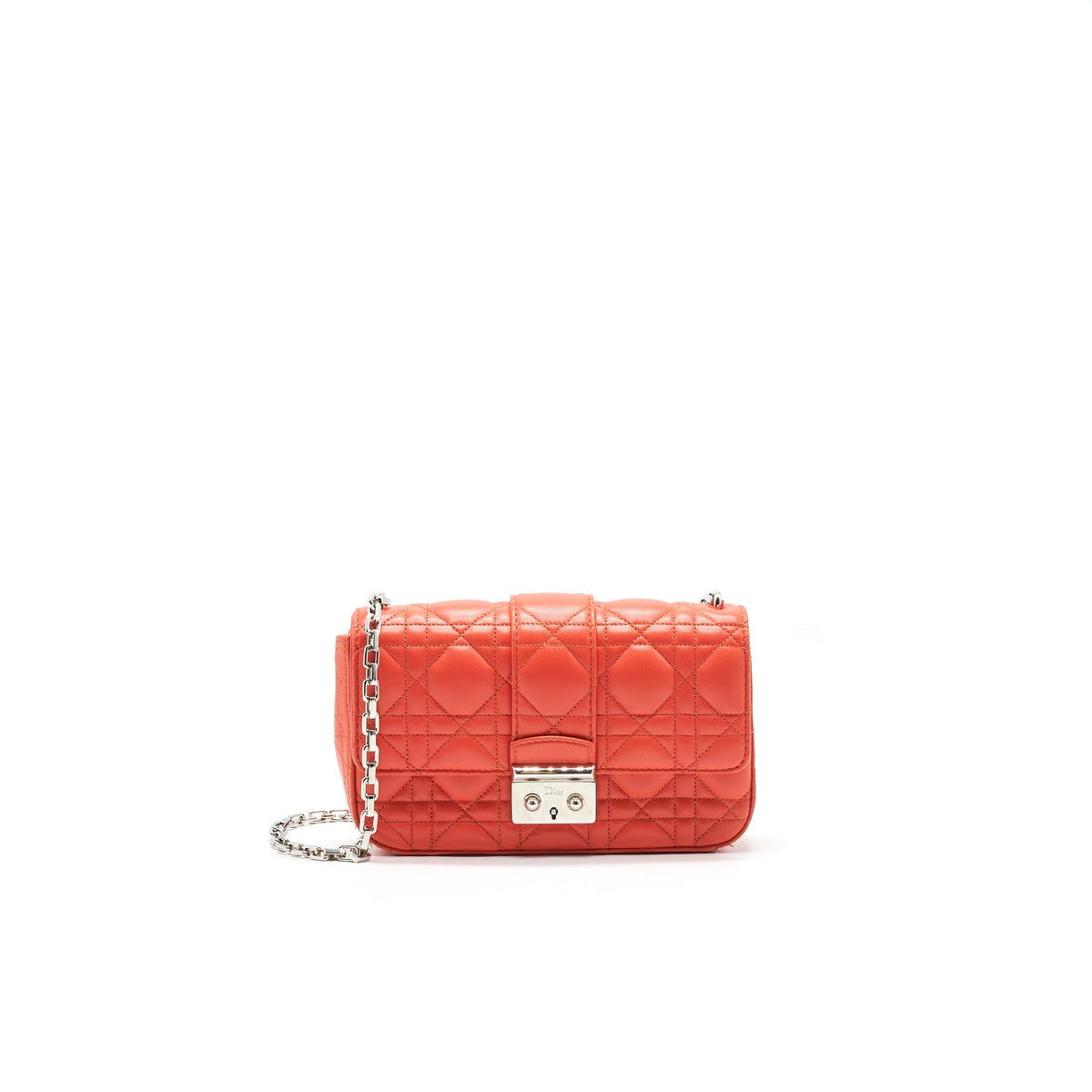 CHRISTIAN DIOR SMALL MISS DIOR FLAP BAG IN CORAL SHW