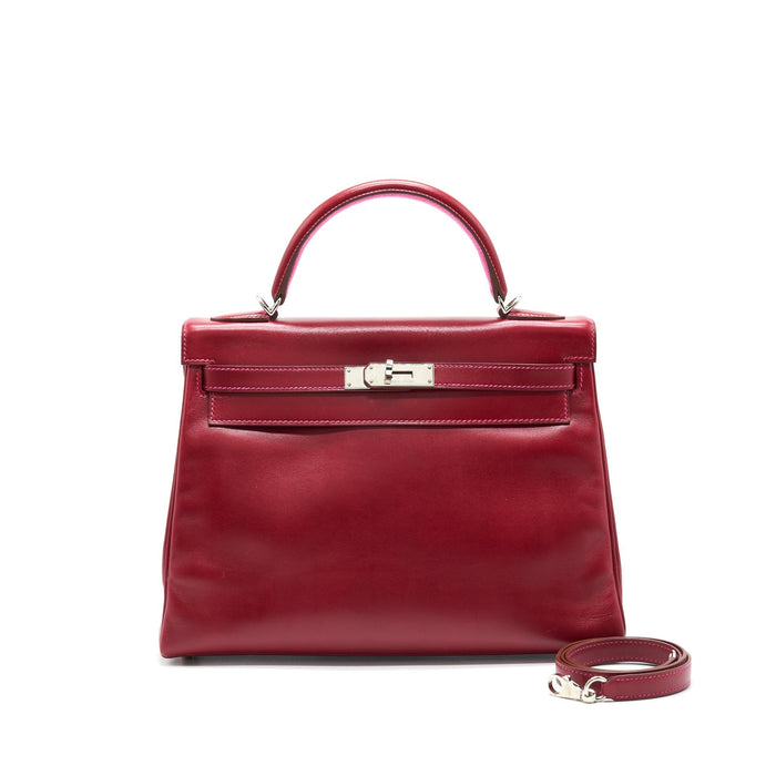 HERMES KELLY 32 BOX LEATHER RED/ PINK SHW