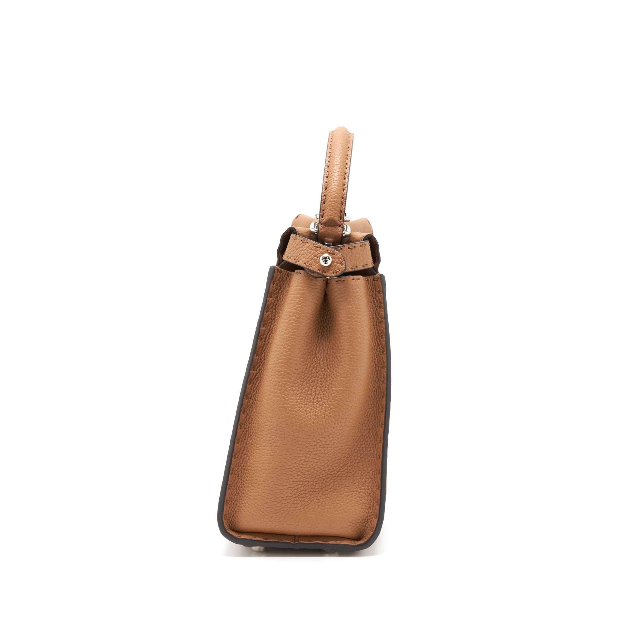 FENDI MEDIUM PEEKABOO TOTE BAG GRAINED CALFSKIN CARAMEL SHW