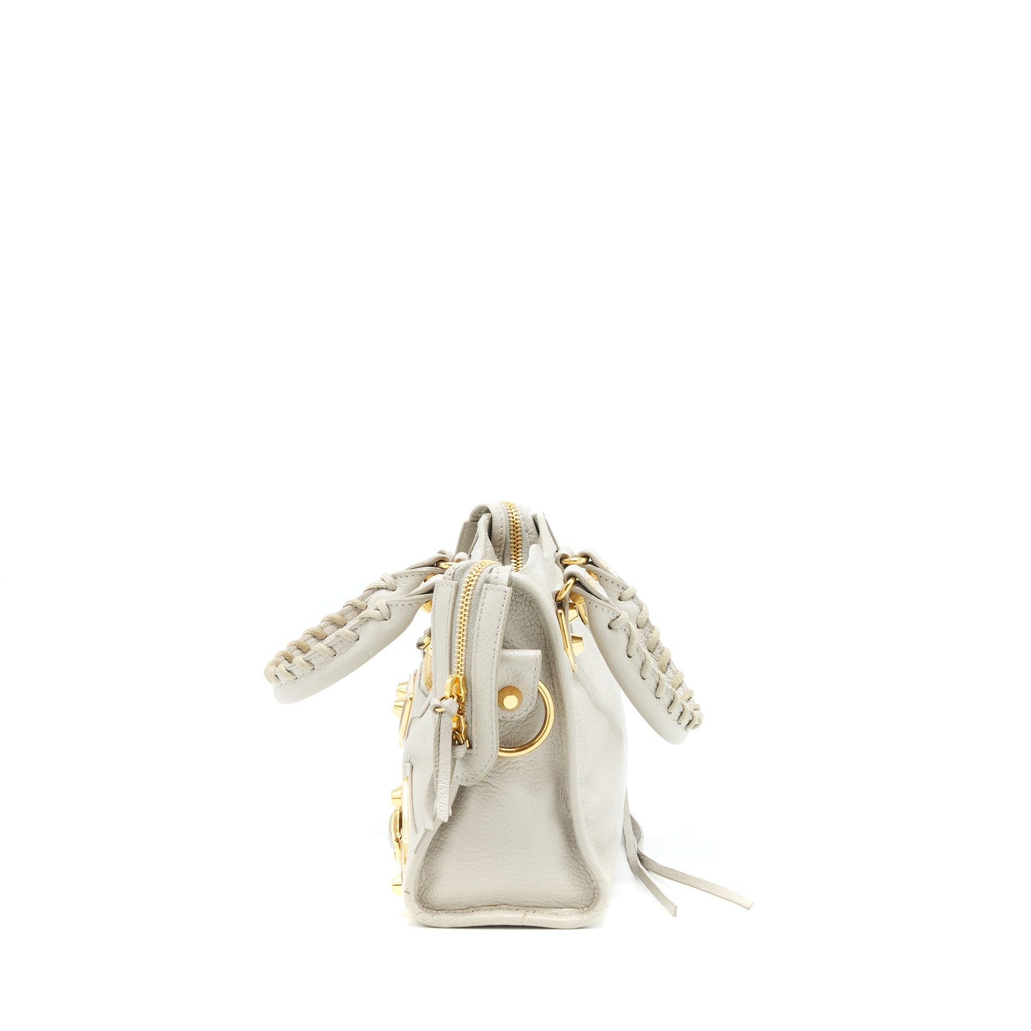 BALENCIAGA EDGED MINI CITY BAG LIGHT GREY GHW