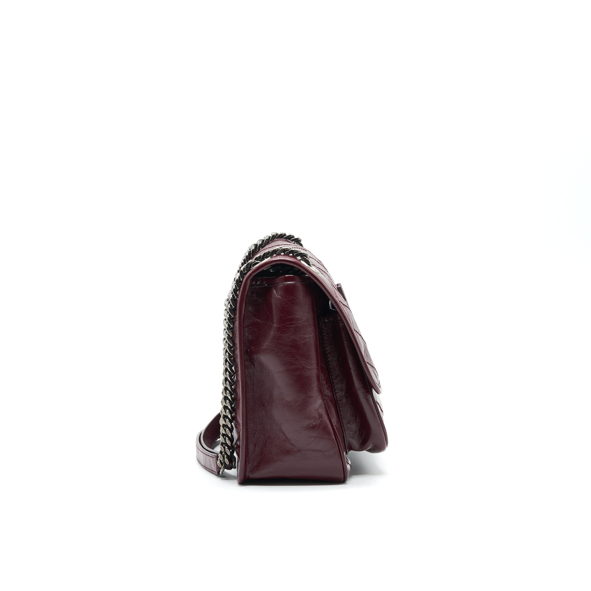 SAINT LAURENT MEDIUM NIKI SHINNY LEATHER BURGUNDY