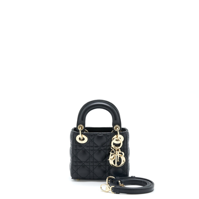 DIOR MICRO LADY DIOR LAMBSKIN BLACK GHW