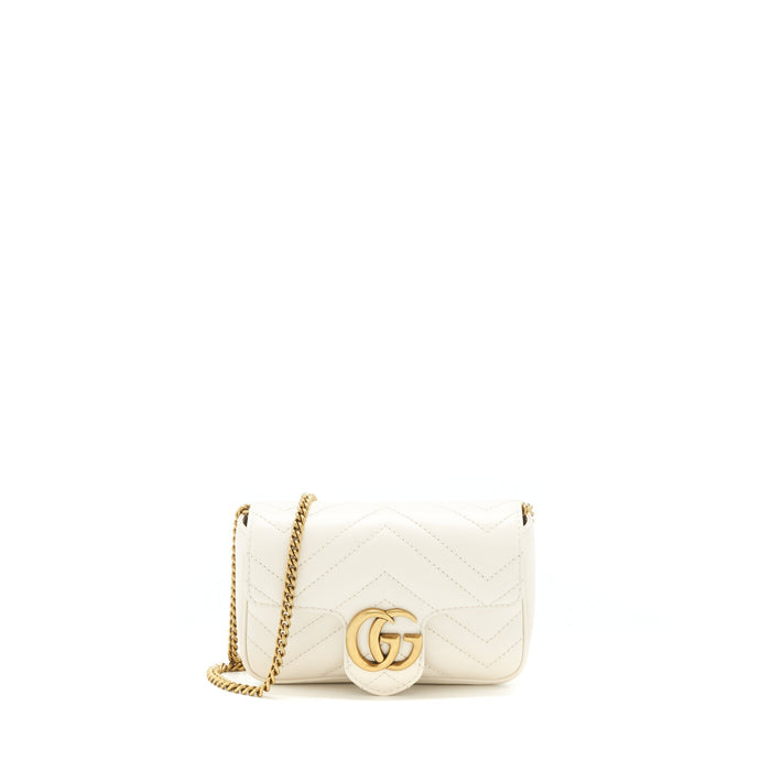 GUCCI GG MARMONT SUPER MINI BAG WHITE GHW