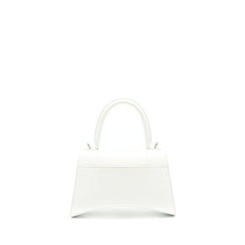 BALENCIAGA HOURGLASS S CROC EMBOSSED CALFSKIN WHITE SHW