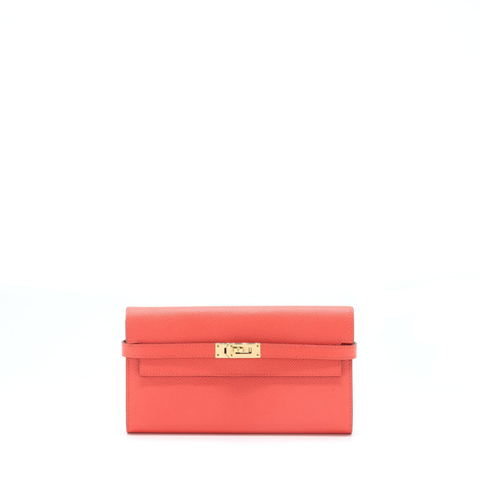 HERMES KELLY LONG WALLET EPSOM ROSE JAIPUR GHW