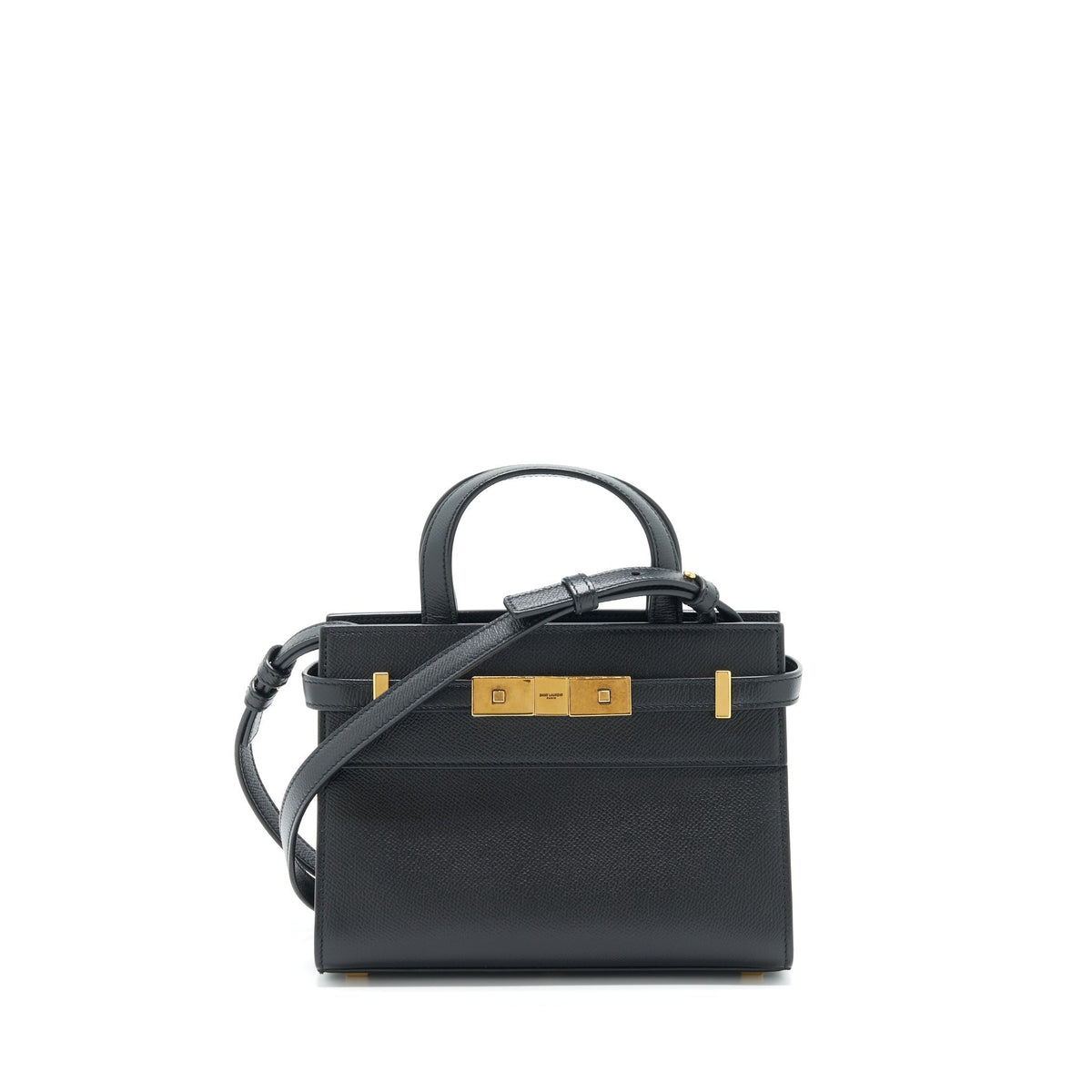 SAINT LAURENT/YSL MANHATTAN NANO SHOPPING BAG CALFSKIN BLACK GHW
