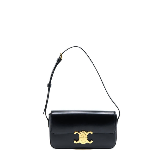 CELINE TRIOMPHE SHOULDER BAG CALFSKIN BLACK GHW