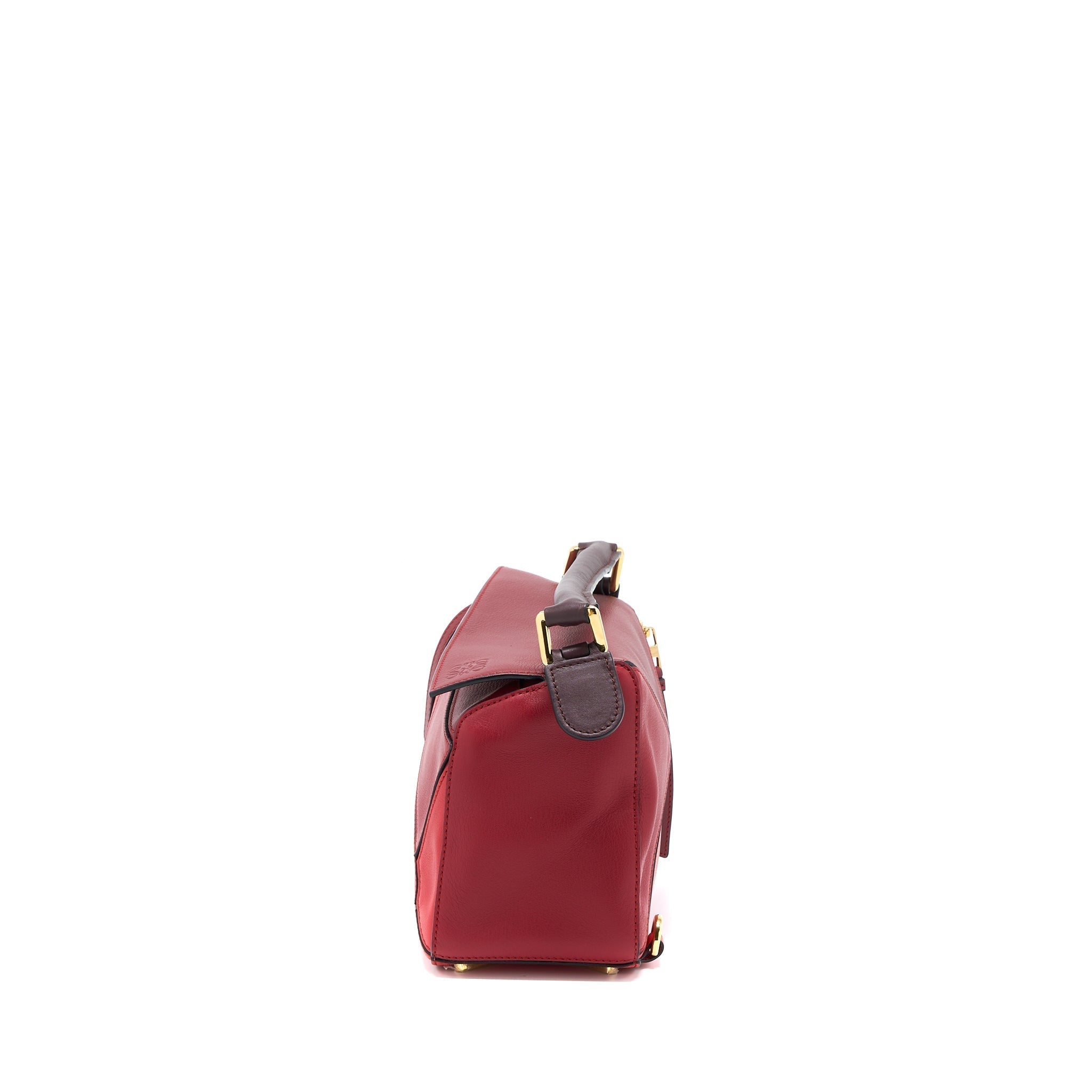 LOEWE SMALL PUZZLE BAG CALFSKIN COLOURBLOCK RED GHW