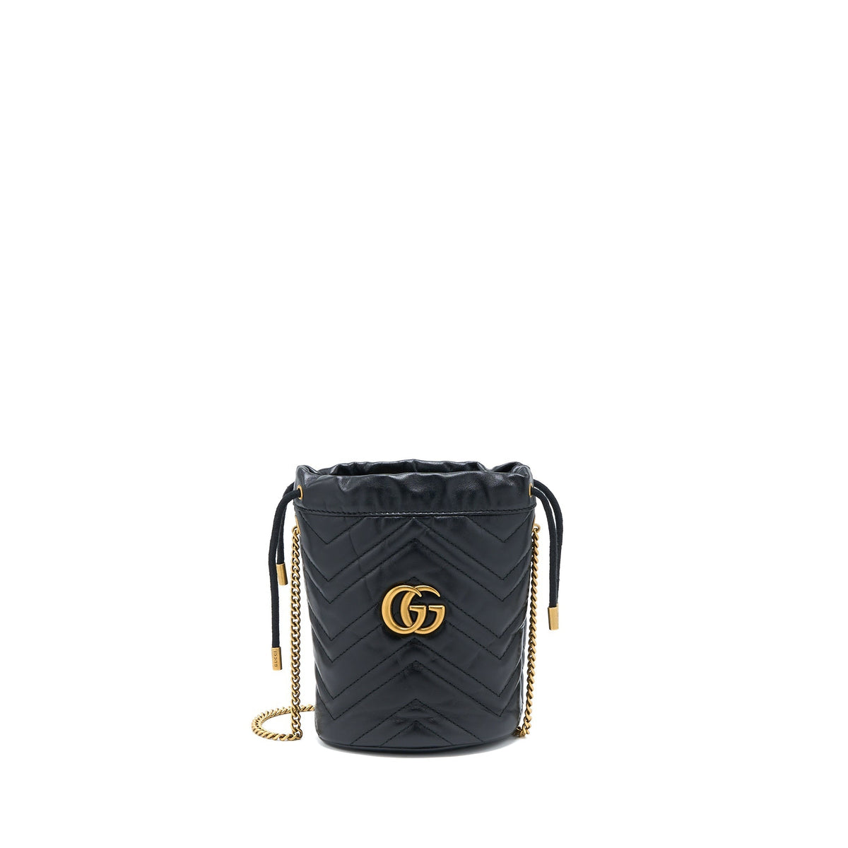 GUCCI GG MARMONT MINI BUCKET BLACK GHW