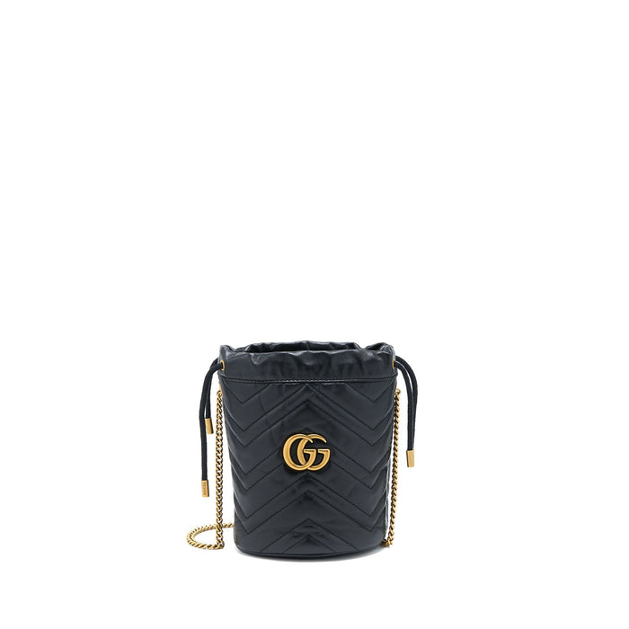 GUCCI GG MARMONT MINI BUCKET BLACK GHW
