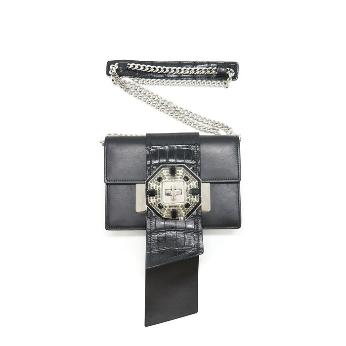 PRADA PLAX JEWELS RIBBON BAG 1BD067 BLACK SHW