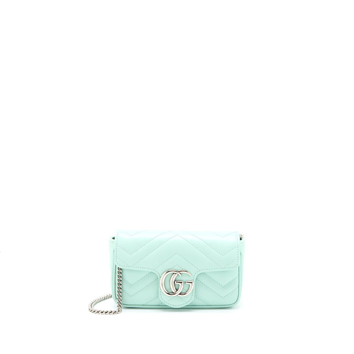 GUCCI GG MARMONT SUPER MINI BAG CALFSKIN MINT GREEN SHW
