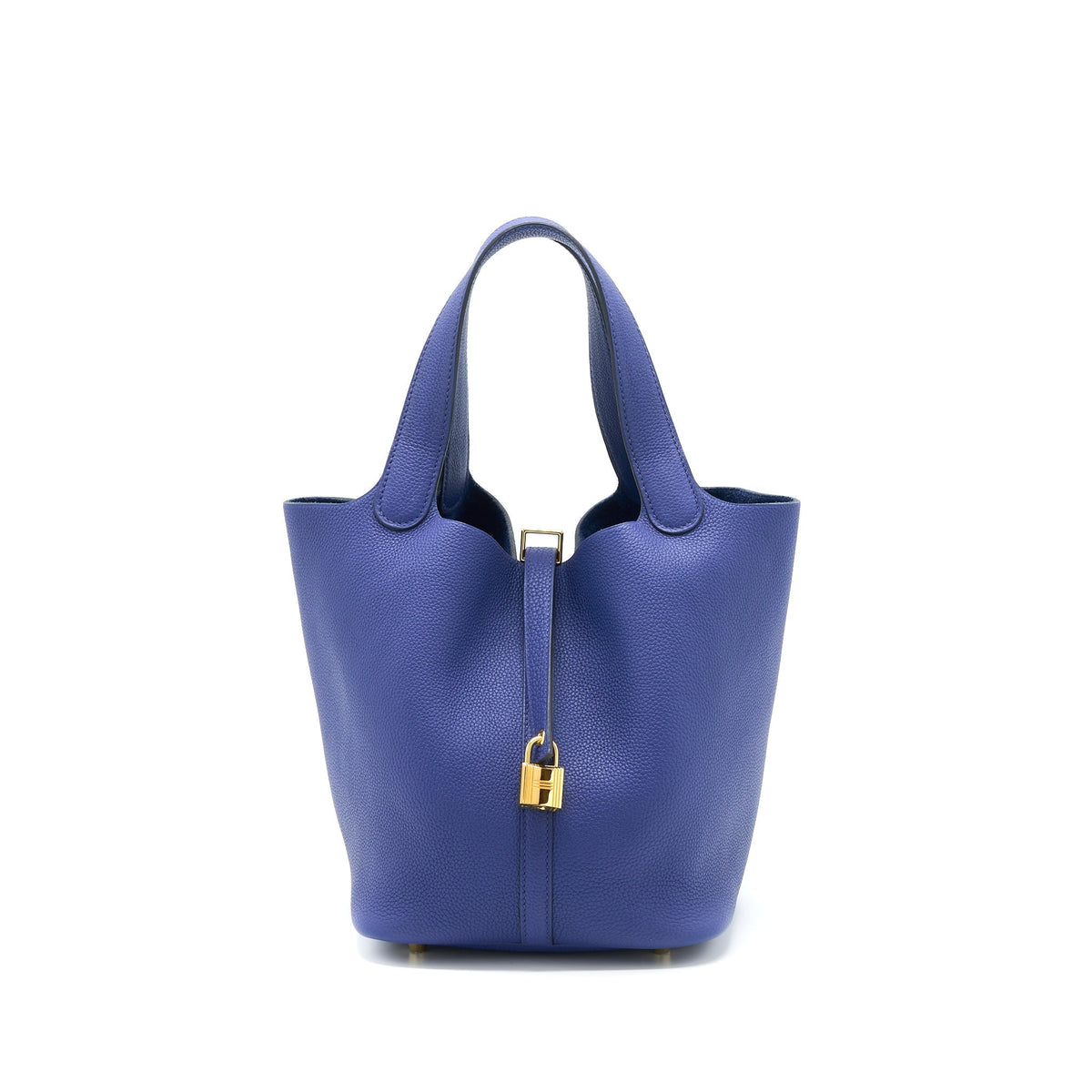 HERMES PICOTIN 22 LOCK BAG TAURILLON MAURICE BLUE SAPHIR GHW