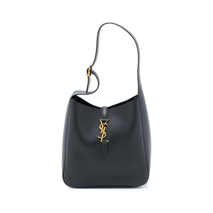 SAINT LAURENT LE 5 A 7 SOFT SMALL BAG IN SMOOTH CALFSKIN BLACK BRUSHED GHW