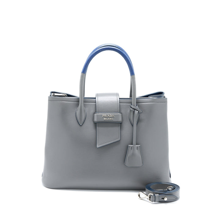 PRADA SHOPPING TOTE BAG SOFT CALFSKIN GREY SHW