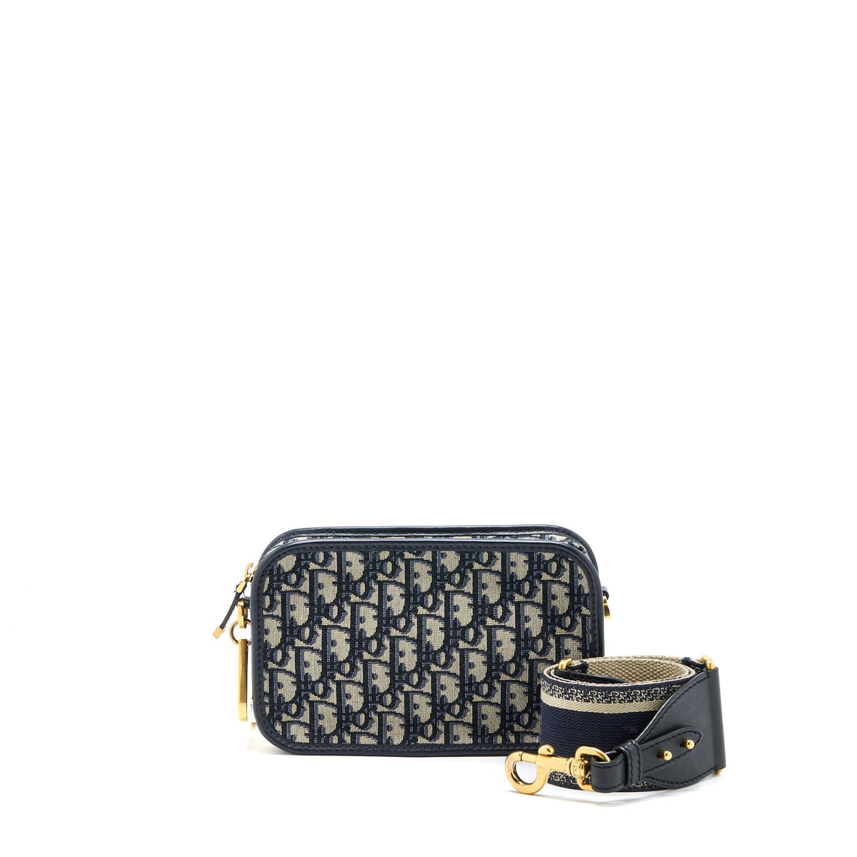 DIOR DIORQUAKE POUCH BLUE OBLIQUE CANVAS WITH AN EXTRA STRAP