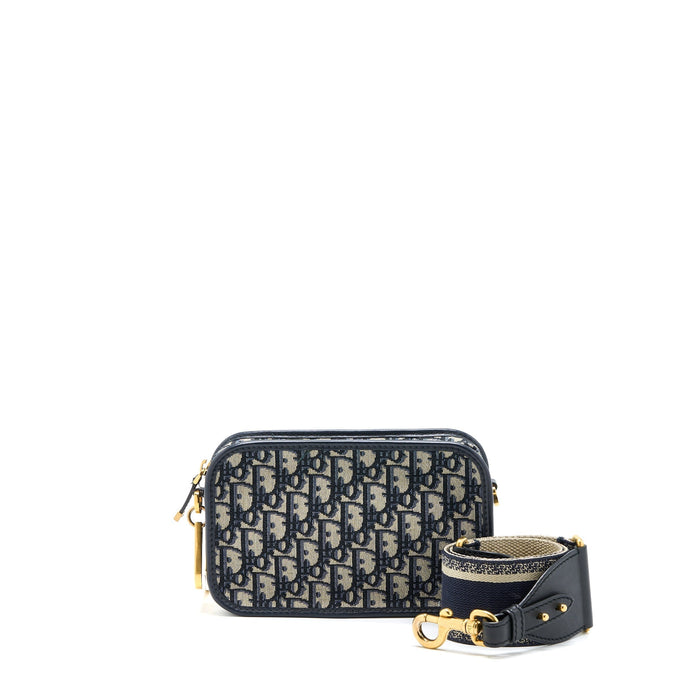 DIOR DIORQUAKE POUCH BLUE OBLIQUE CANVAS WITH AN EXTRA STRAP