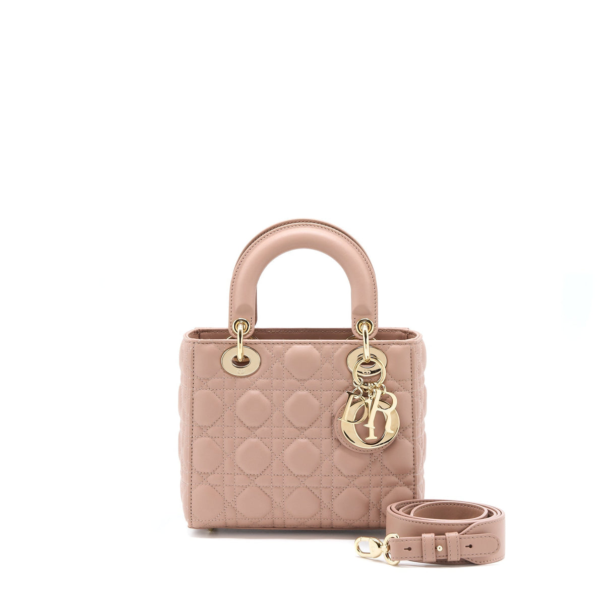 DIOR SMALL LADY DIOR LAMBSKIN LIGHT PINK LGHW