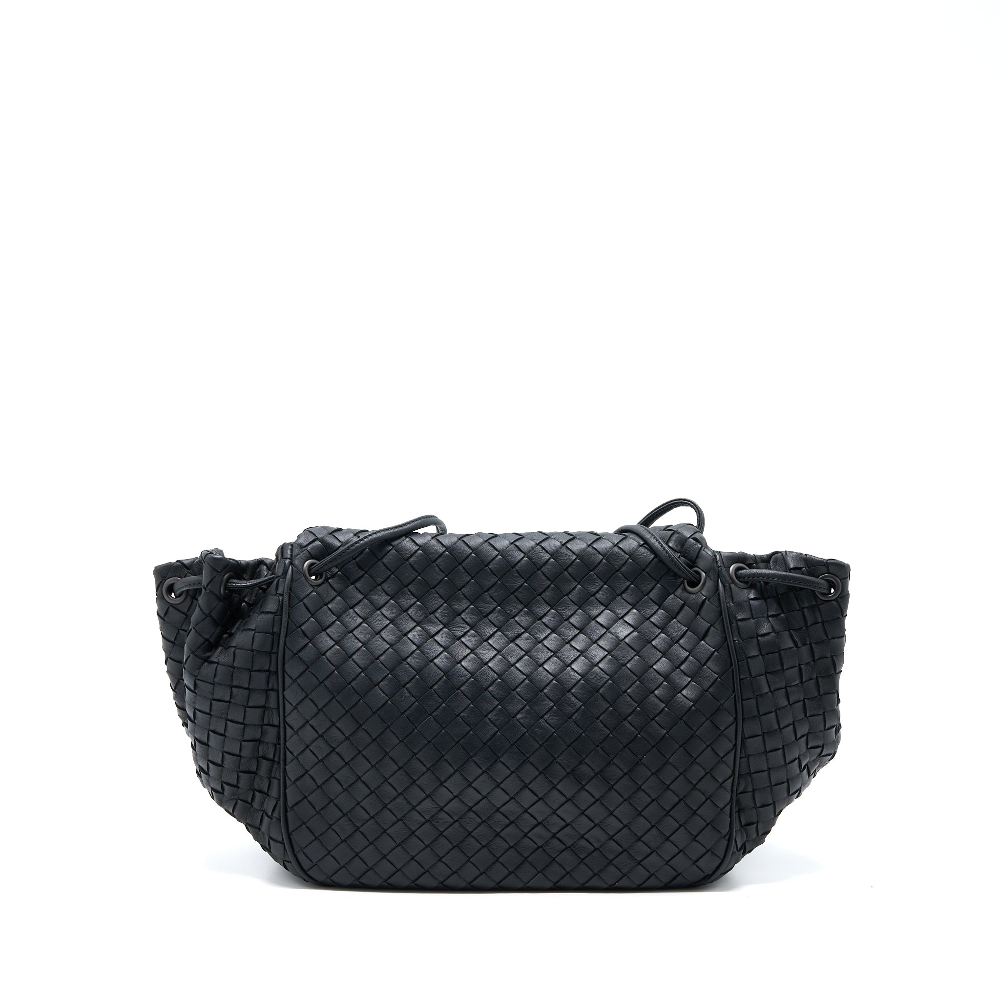 BOTTEGA VENETA INTRECCIATO FLAP BAG BLACK