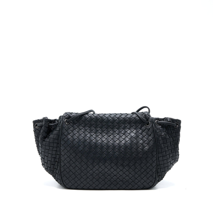 BOTTEGA VENETA INTRECCIATO FLAP BAG BLACK