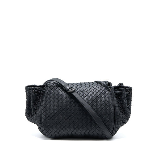 BOTTEGA VENETA INTRECCIATO FLAP BAG BLACK