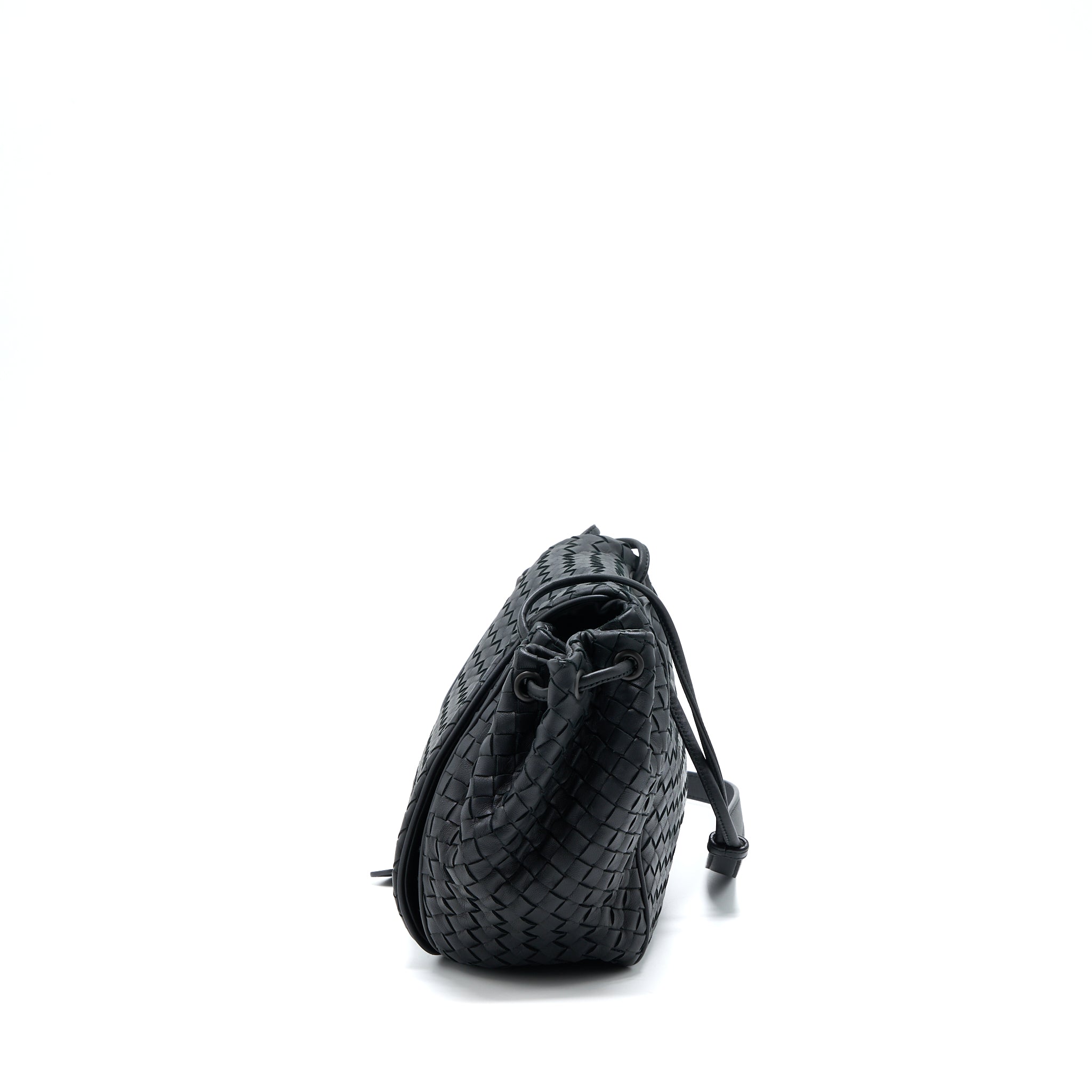 BOTTEGA VENETA INTRECCIATO FLAP BAG BLACK