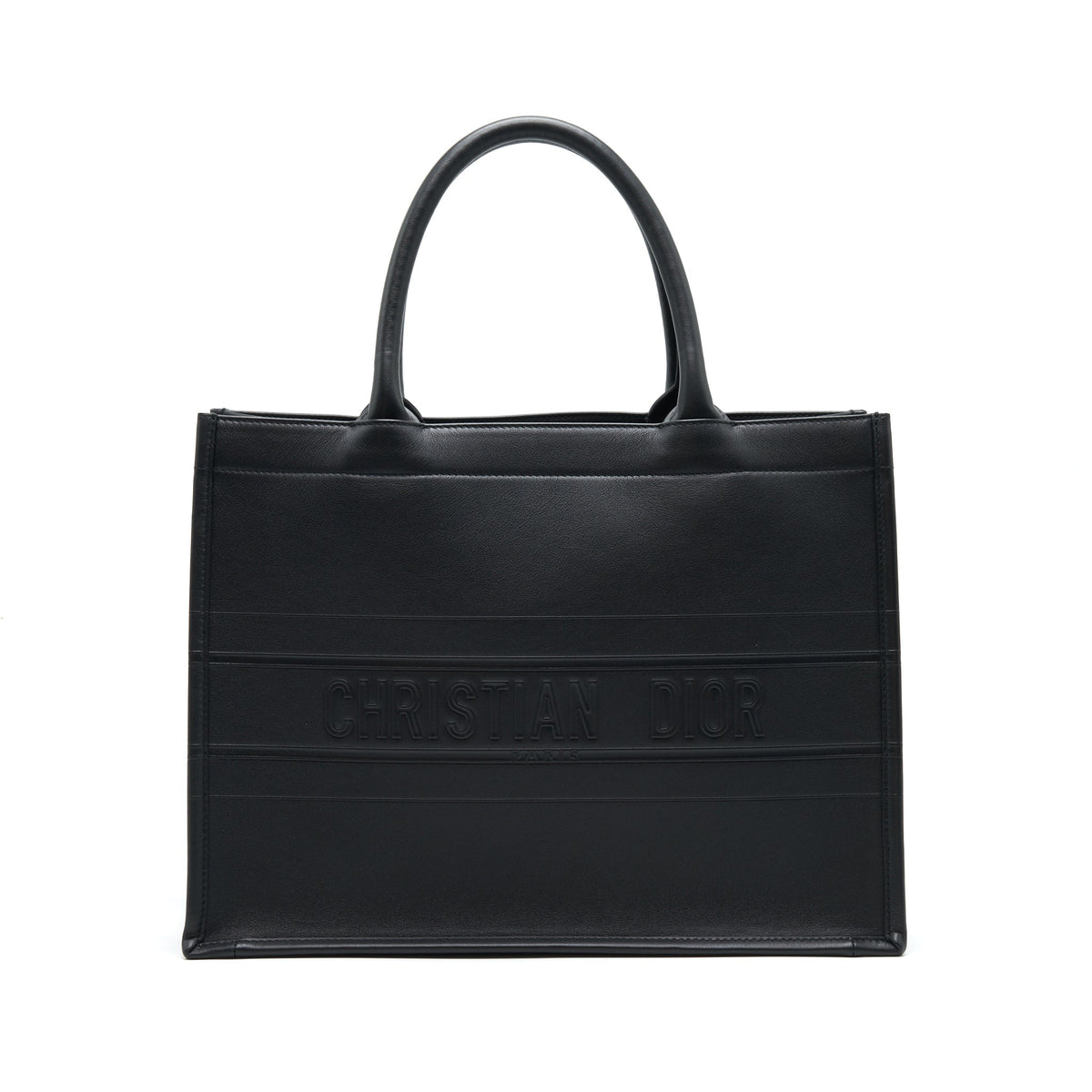 DIOR SMALL LEATHER BOOK TOTE SO BLACK
