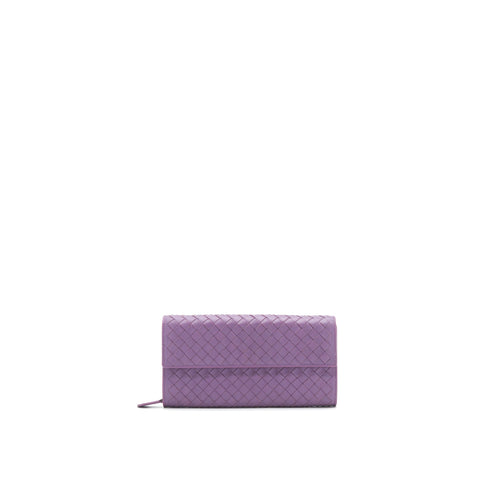 BOTTEGA VENETA LEATHER SMALL COMPACT AND LONG WALLET IN PURPLE SELL IN A SET